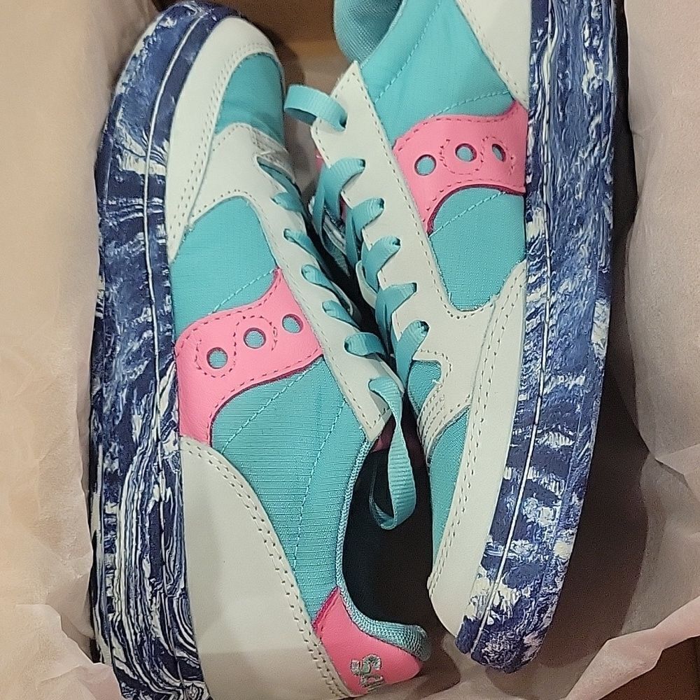 Saucony Jazz Court Sneaker In Aqua/pink unisex - Picture 5 of 5